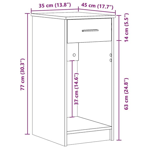 vidaXL Datatårnstativ med skuff røkt eik 35x45x77 cm
