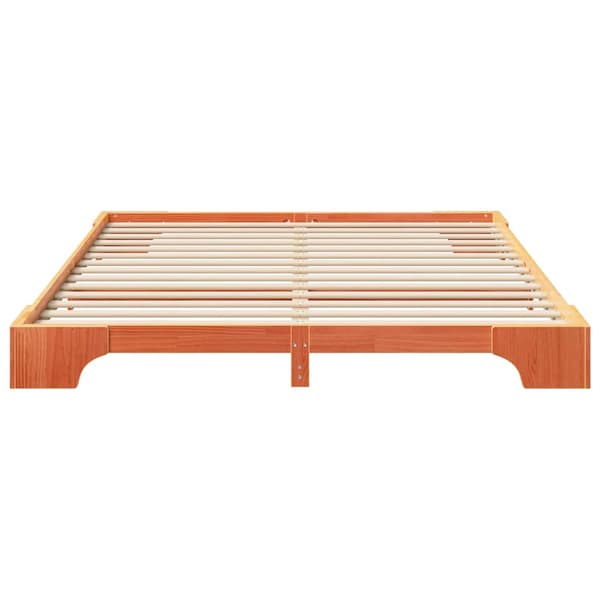 vidaXL Sängram Brun 200 x 210 cm Massiv furu