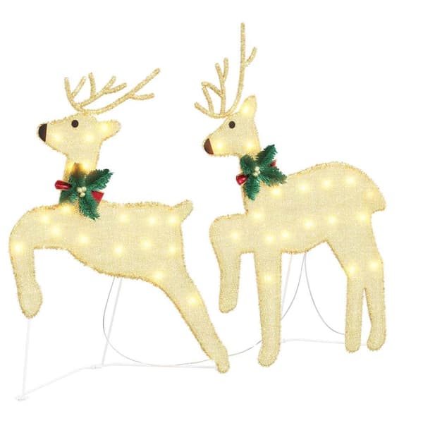 vidaXL LED Renar 5 st Guld tyg