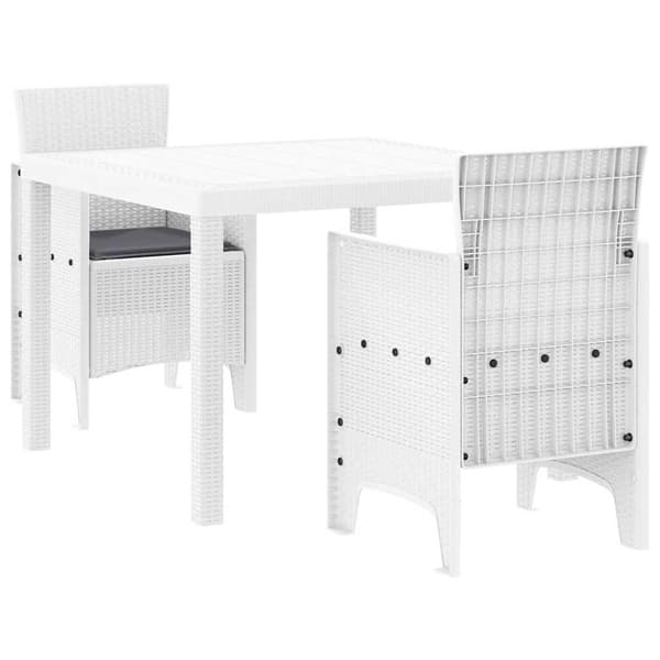 vidaXL Trädgårdsmöbelset 3 pcs Vit Polypropylen