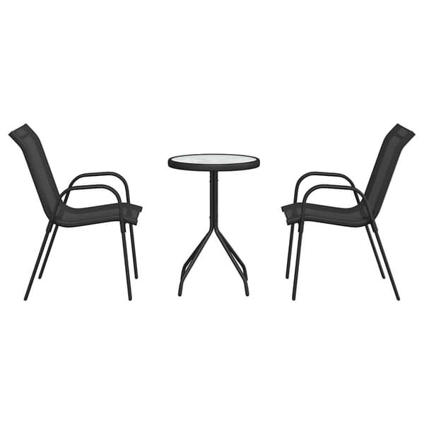 vidaXL Hage Bistro Sett 3 pcs Svart Stål