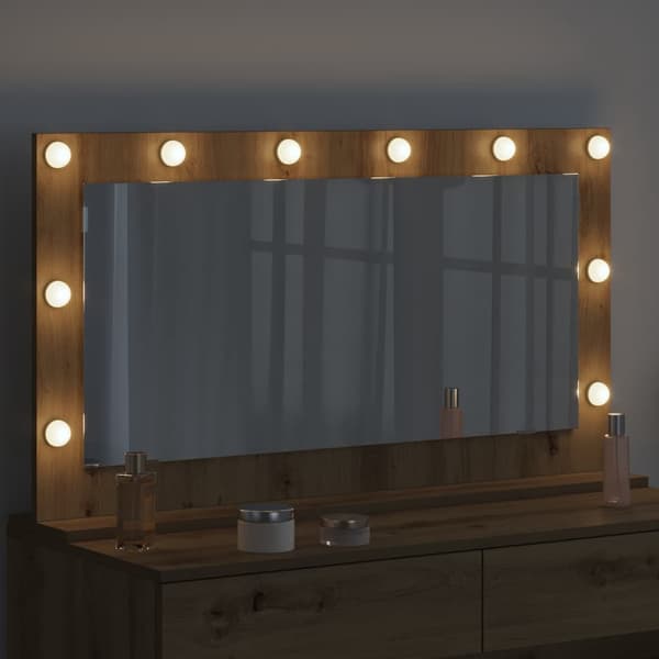vidaXL Stilfullt Speil Rektangulær Artisan Eik 100 x 55 x 18 cm