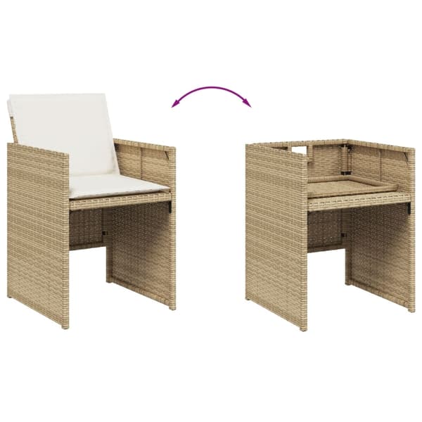 vidaXL Trädgårdsstolar med dynor 4 st beige konstrotting