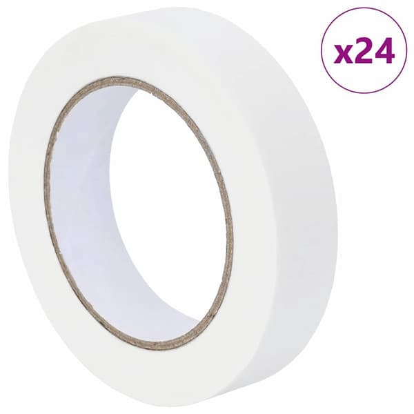 vidaXL Målare Maskeringstejp 24 st Vit 25mm x 50m Papper