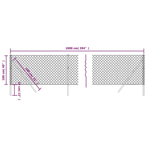 vidaXL Kjedegjerde grønn 1x10 m