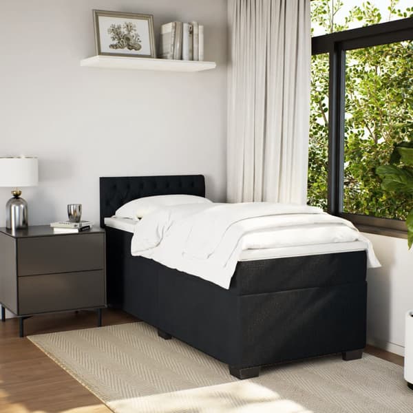 vidaXL Ramsäng med madrass svart 100x200 cm sammet