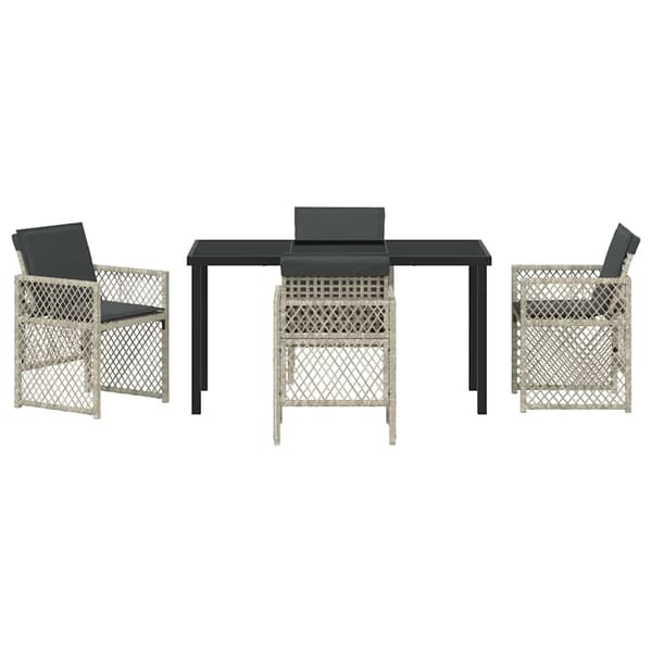 vidaXL Hage Spisegruppe 5 pcs Lysegrå polyrotting