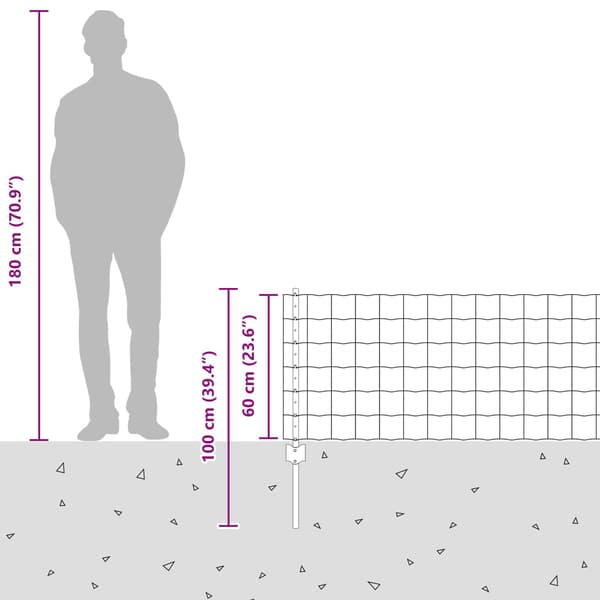 vidaXL Gjerde med stolpe sølv 0,6 x 50 m Stål