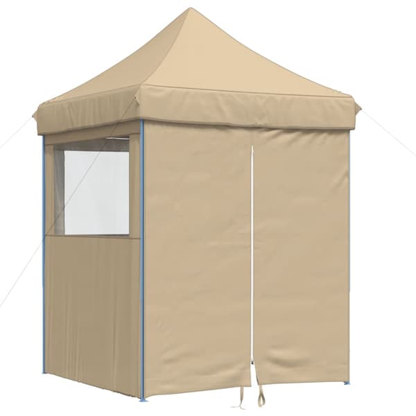 vidaXL Sammenleggbart partytelt pop-up med 4 sidevegger beige