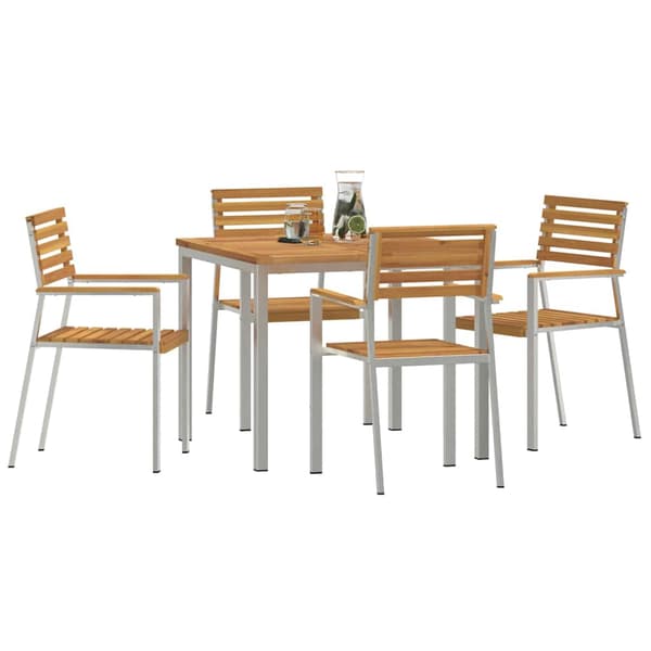 vidaXL Hage Spisegruppe 5 pcs Brun Solid akasietre