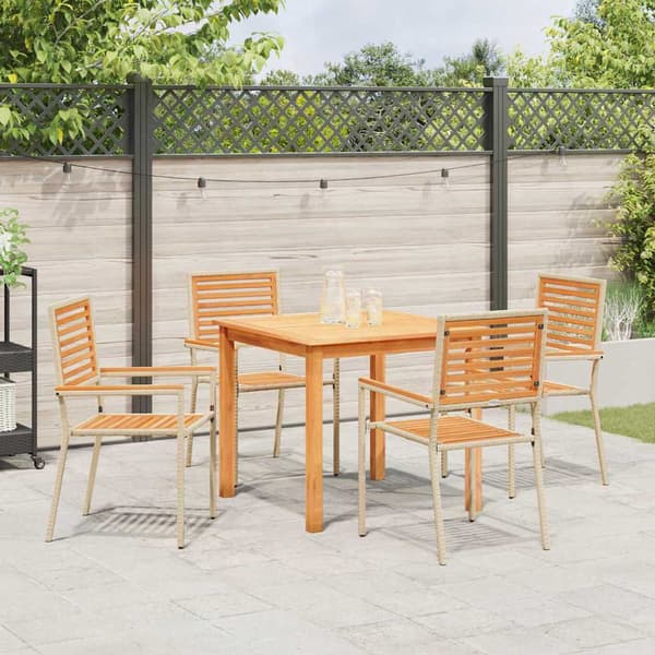 vidaXL Hage Spisegruppe 5 pcs Beige Solid akasietre