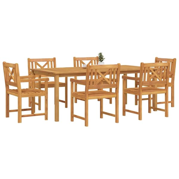 vidaXL Hage Spisegruppe 7 pcs Brun Solid akasietre