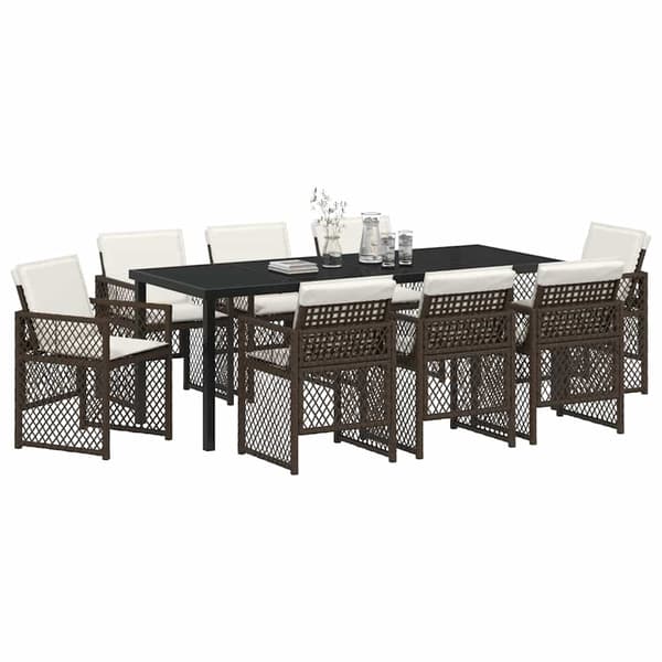 vidaXL Trädgårdsmöbelset 9 pcs Brun konstrotting
