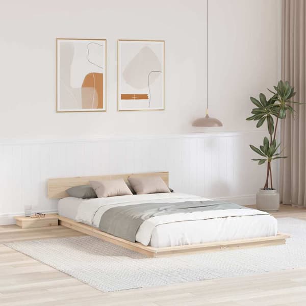 vidaXL Sängram Brun 140 x 190 cm trä