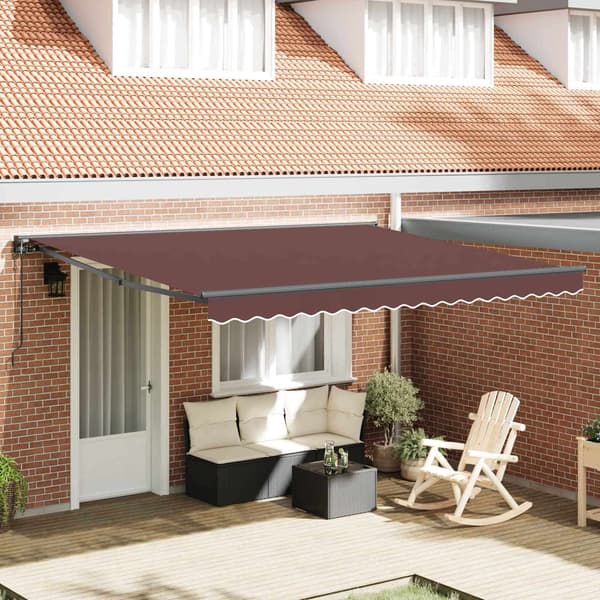 vidaXL Markisram Brun 400 × 300 cm Polyester med PU-beläggning