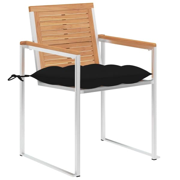 vidaXL Trädgårdsstolar med dynor 8 st massiv teak
