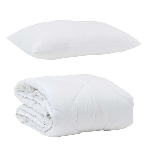 vidaXL Duntäcke med kudde med kudde 2 pcs Vit Mikrofiber