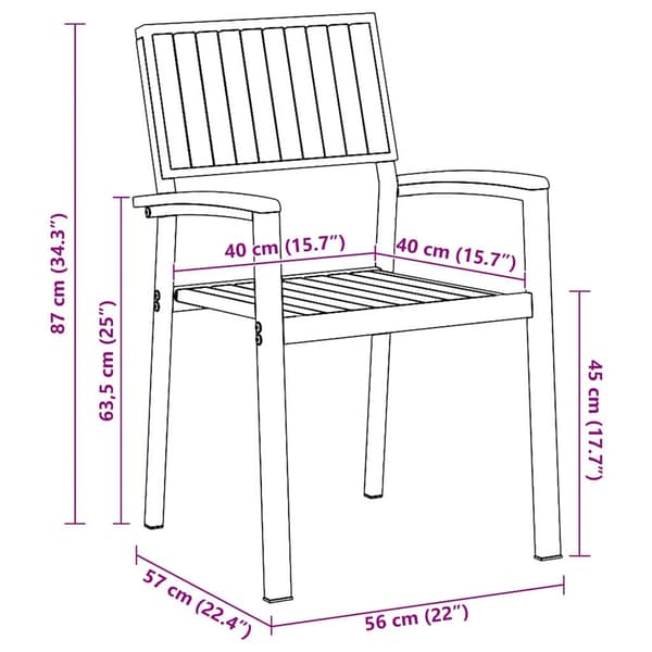 vidaXL Stablestol 8 pcs Brun 56 x 57 x 87 cm Solid akasietre