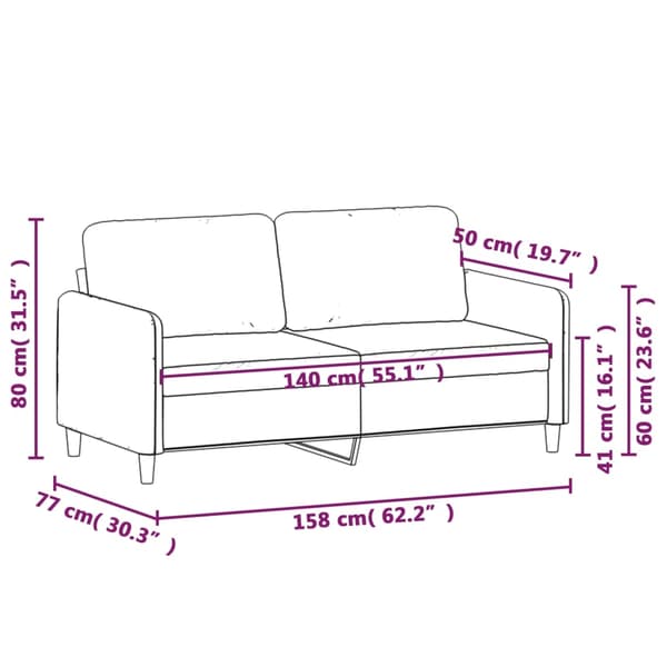vidaXL 2-sitssoffa svart 140 cm tyg