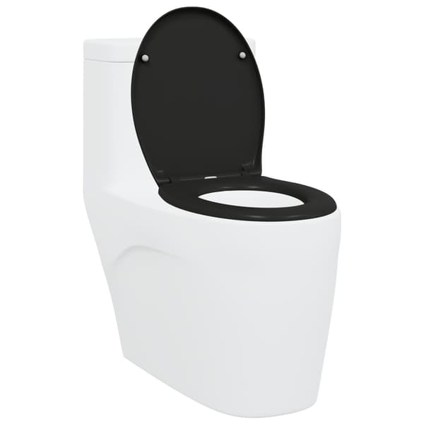vidaXL Svart Plast Standard Toalettsits Oval Modern