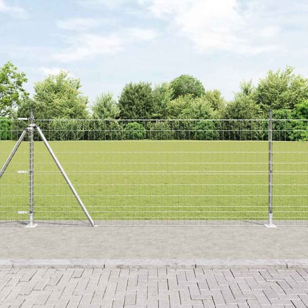 vidaXL Gjerde med stolpe sølv 1 x 25 m Stål