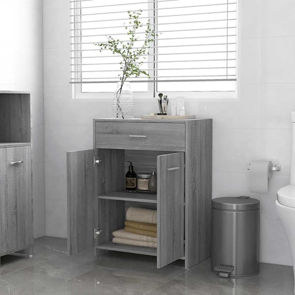 vidaXL Baderomsskap grå sonoma eik 60x33x80 cm konstruert tre