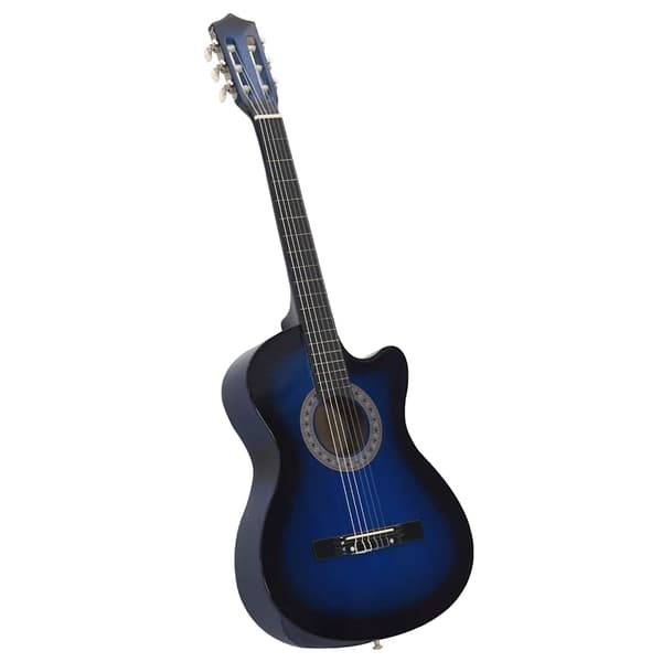 vidaXL Gitarr 12 delar med 6 strängar western blå 38"