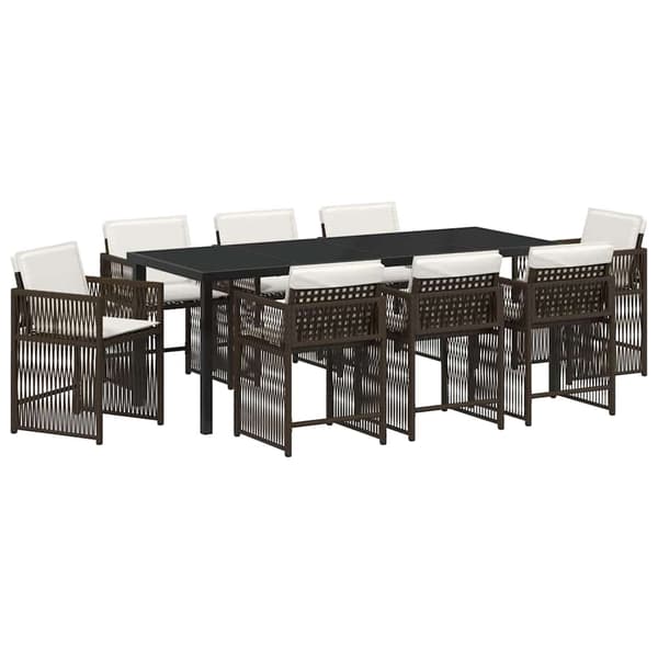 vidaXL Trädgårdsmöbelset 9 pcs Brun konstrotting