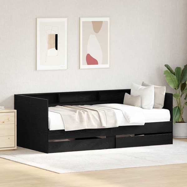 vidaXL Seng med hodegjerde Svart Eik 75 x 190 cm Konstruert tre