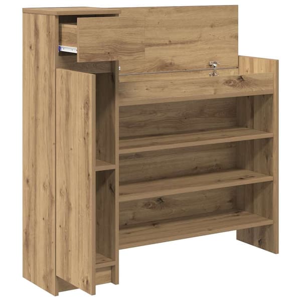 vidaXL Sko Skap med dør Artisan Eik 100,5 x 28 x 100 cm Konstruert tre