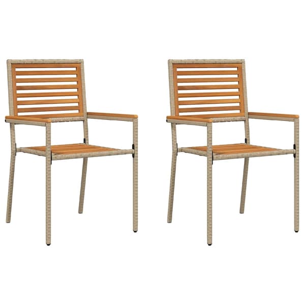 vidaXL Trädgårds stapelbara stolar 2 pcs Brun och beige