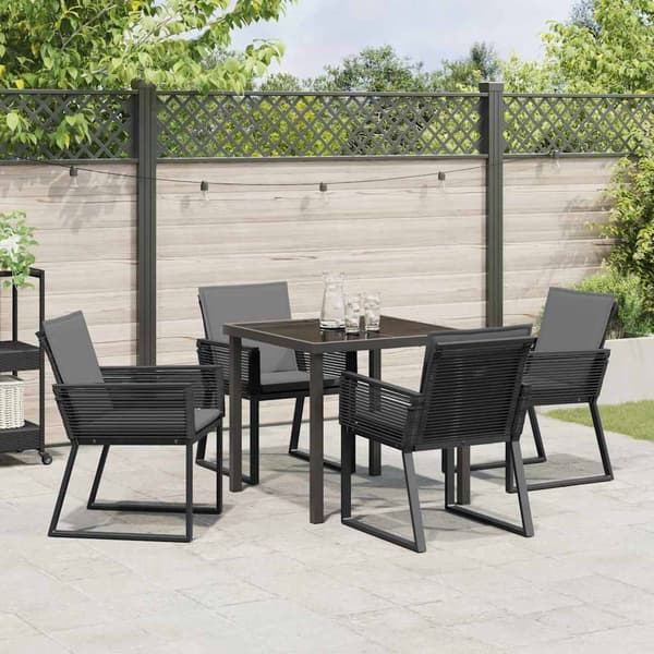vidaXL Trädgårdsmöbelset 5 pcs Svart Pulverlackerat stål