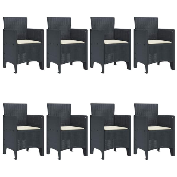 vidaXL Trädgårdsmöbelset 9 pcs Antracit Polypropylen