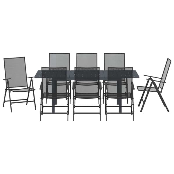 vidaXL Trädgårdsmöbelset 9 pcs Antracit Stål