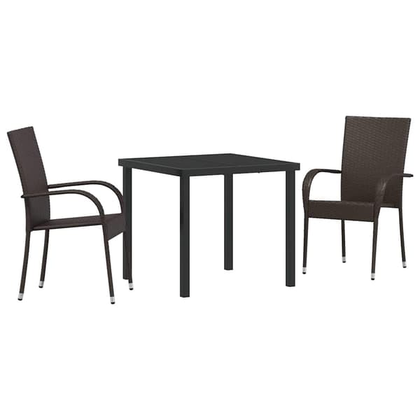 vidaXL Trädgårdsmöbelset 3 pcs Brun Pulverlackerat stål