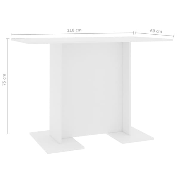 vidaXL Spisebord hvit 110x60x75 cm sponplate