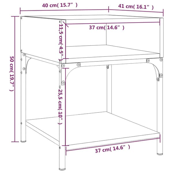 vidaXL Nattbord røkt eik 40x41x50 cm konstruert tre