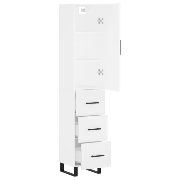 vidaXL Highboard hvit 34,5x34x180 cm konstruert tre