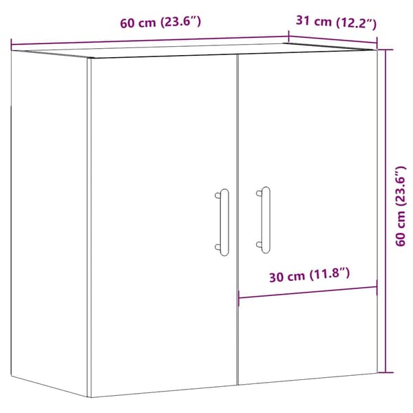vidaXL Veggskap artisan eik 60x31x60 cm konstruert tre
