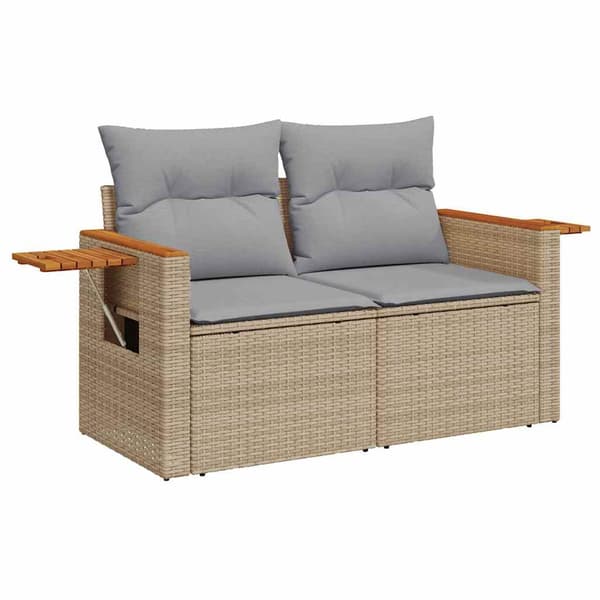 vidaXL Trädgårdsoffset med kudde 13 pcs Beige och Ljusgrå konstrotting