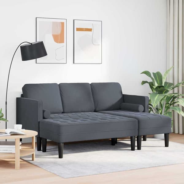vidaXL Soffset med kudde 2 pcs Mörkgrå Polyester