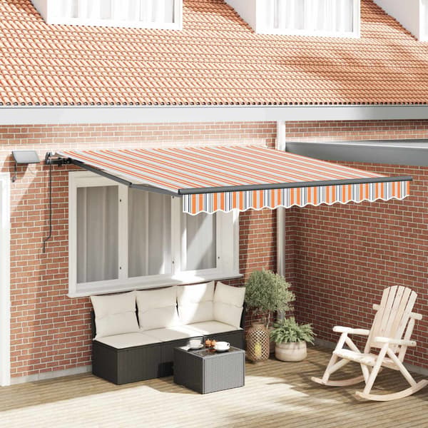 vidaXL Utfällbar markis Flerfärgsdesign 300 x 250 cm tyg