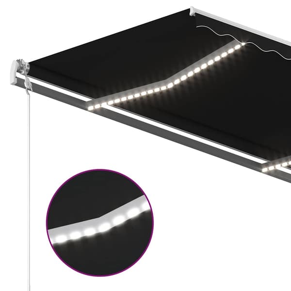 vidaXL Automatisk markis med vindsensor & LED 350x250 cm antracit
