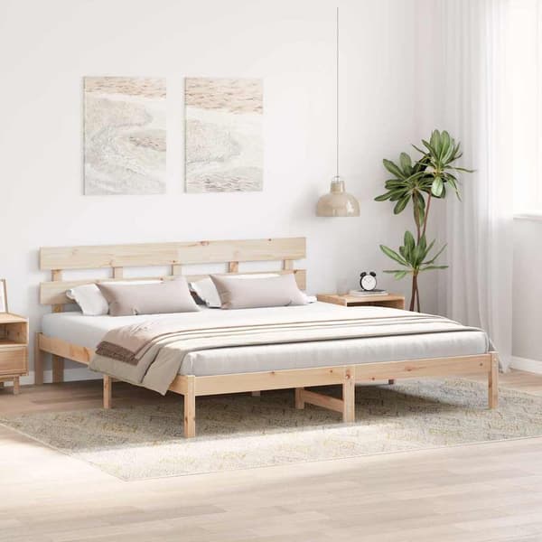 vidaXL Sängram Brun 180 x 200 cm Massivt tallträ