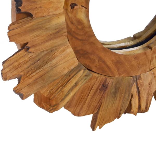 vidaXL Veggspeil 40 cm teak rund