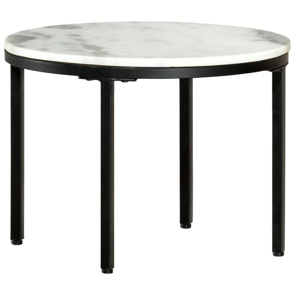 vidaXL Sofabord hvit og svart Ø50 cm ekte solid marmor change2