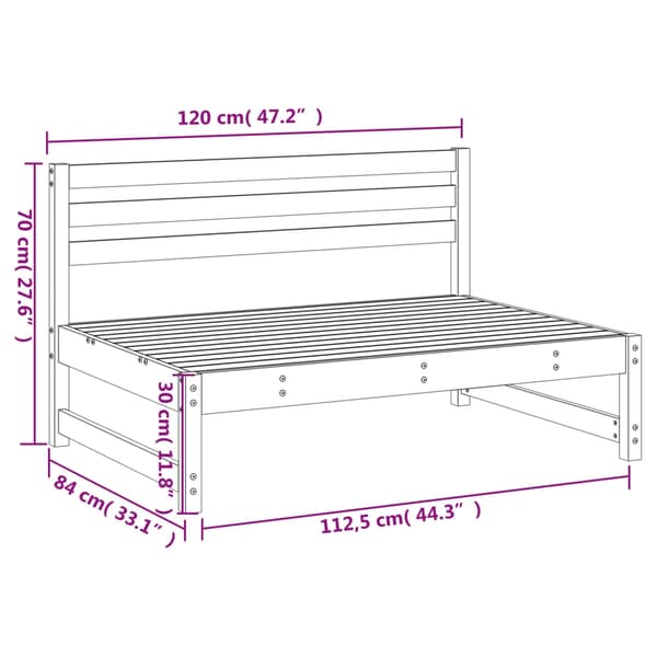 vidaXL Mittensoffa 120x80 cm massiv furu