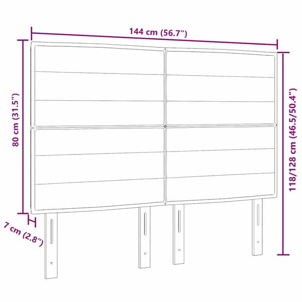 vidaXL LED Sänggavel Linjer Design Gråbrun 72 cm Tyg