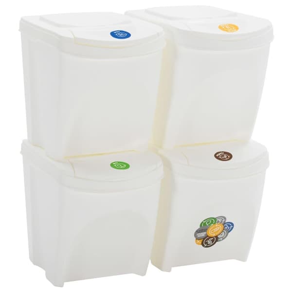 vidaXL Stapelbara soptunnor 4 st vit 100 L polypropen