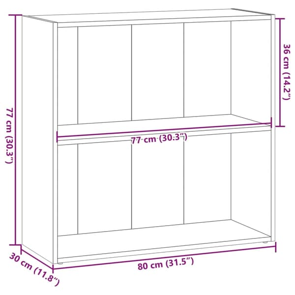 vidaXL Bokhylle røkt eik 80x30x77 cm konstruert tre
